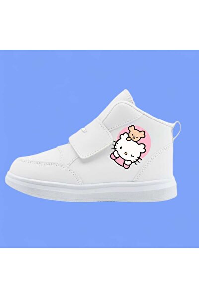 LİASSHOES Pink Teddy Bear Haylo Printed White Band Children's Transitional Boots