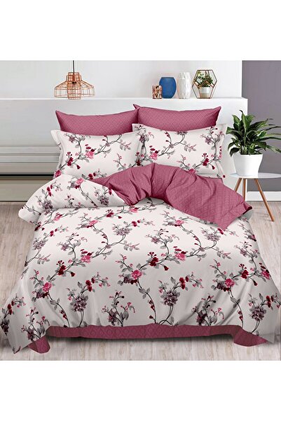Casa de Vis Double Bed Sheet Set, 6 Pieces, Satin Cotton, 220 x 230 cm, Multicolor, R60-493