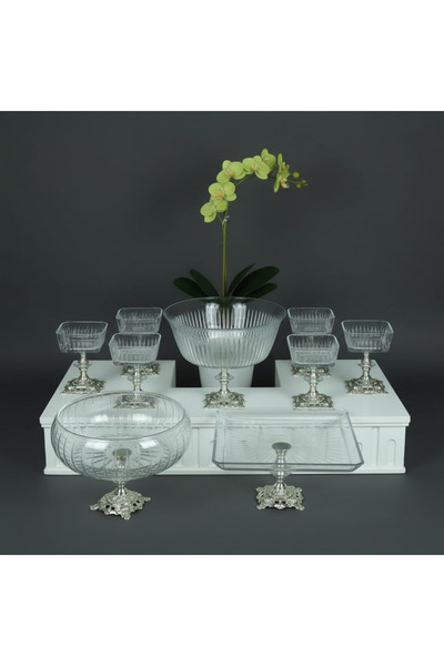 ÇNR Home Collection Paşabahçe Metal Ayaklı Sunum & Servis Seti Pasta, Magnoli...