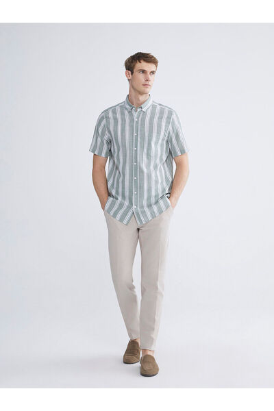 LC Waikiki Ανδρικό πουκάμισο με κοντό μανίκι με ρίγες Vision New Season Regular Fit