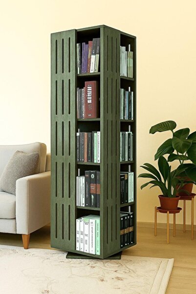 Home döner ahşap kitaplık 360 derece dönebilen dekoratif stant