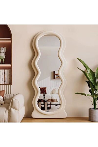 Genaric Long floor mirror, 160cm long and 60cm wide, with a wooden frame covered with fabric