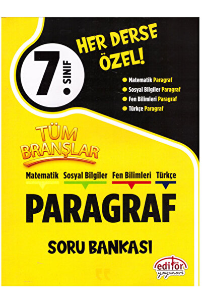 Editör Yayınevi 2026 Editör 7.Sınıf Her Derse Özel PARAGRAF Soru Bankası
