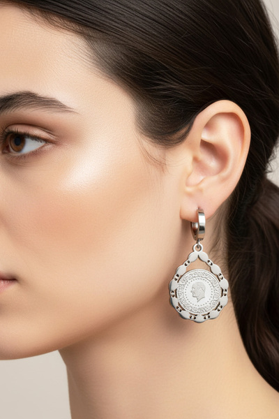 Modacaprea Çelik Çeyrekli Klipsli Kadın Küpe I Karamaz Kadın Çelik Küpe