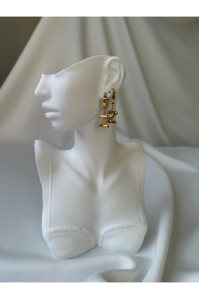 NB STEELORA أقراط من الفولاذ 316L بلون ذهبي على شكل حرف