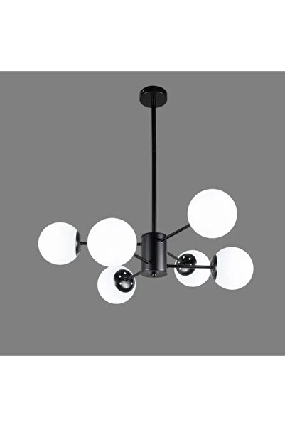 OEM Candelabru vintage, 6 globuri albe x E27, diametru 60 cm, negru