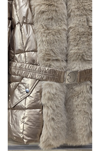 Park Moda Furry Shiny Quilted Coat