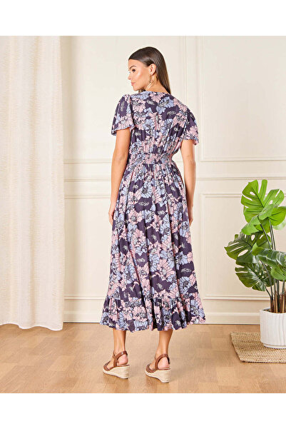 REDTAG Women Lilac A Line Flutter Sleeve Dress