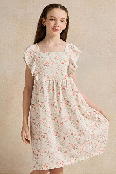 REDTAG Senior Girls White Floral Dress