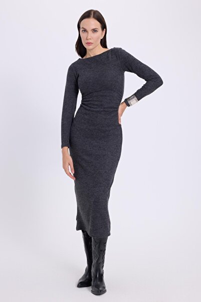 Tudors Women's Slim Fit Slim Fit Crew Neck Anthracite Dress