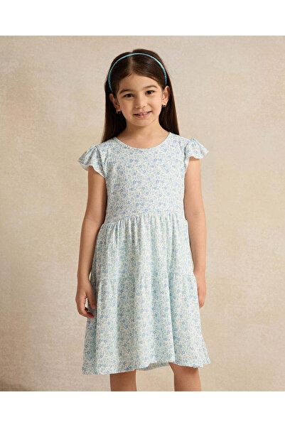 REDTAG Girls Blue Allover Print Dress