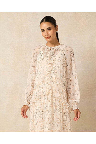 REDTAG Women Pink Printed Ruffle Boho Maxi Dress