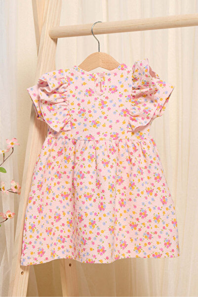 REDTAG Infant Girls Lilac Striped Woven Dress