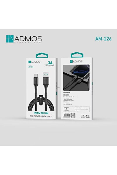 ADMOS Apple AM-226 USB to Type-C Charging and Data Cable - Braided Nylon - 3A - 120 cm