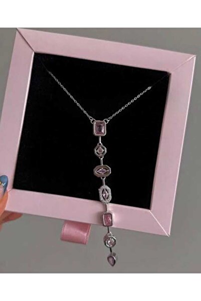 stainles steel TAŞLI RENKLİ ÇELİK Y KOLYE