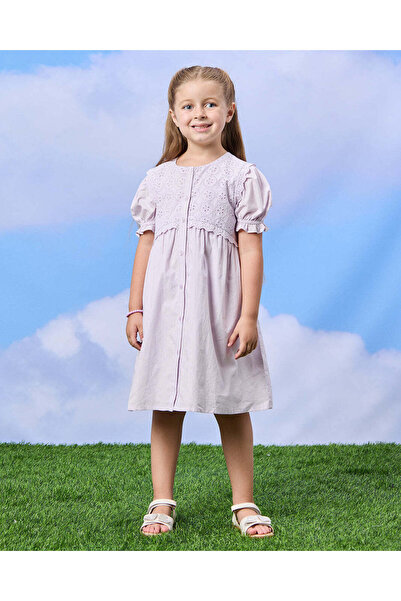REDTAG Girls Lilac Lace Schiffli Dress