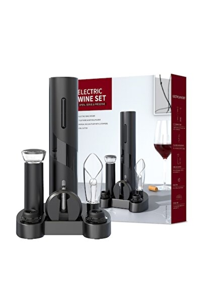 OEM Electric Wine Corkscrew Set — 6 Accessories: Opener, Foil Cutter, Aerator, Vacuum Pump, 2 Stoppers