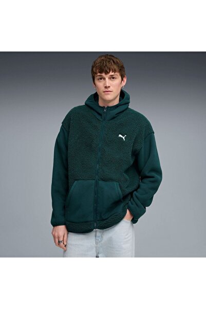 Puma Hood Ess Elevated Relaxed Winterized Full-zip, Green, Men