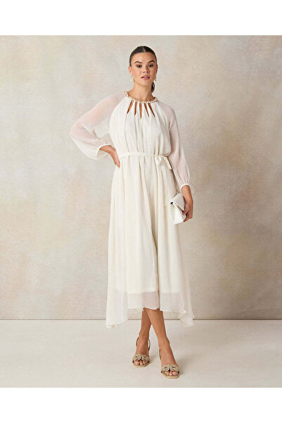 REDTAG Women Cream Embellished Maxi Dress