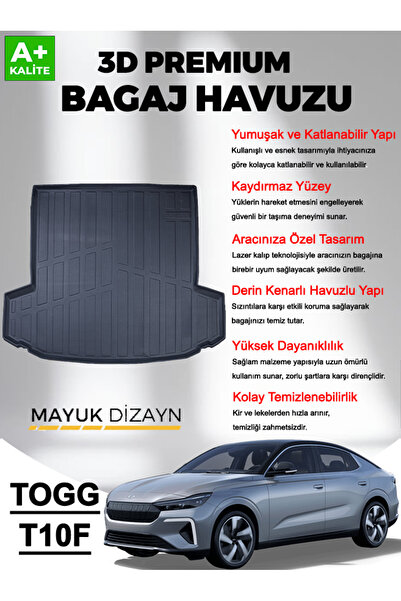 Mayuk Dizayn TOGG T10F SEDAN 2025 Sonrası MYK 3D Premium Yumuşak Bagaj Havuzu