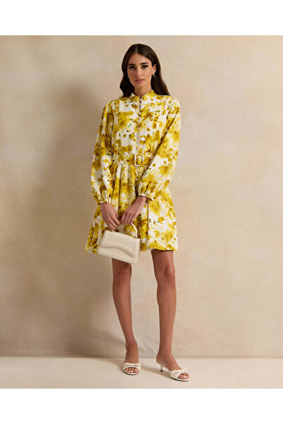 REDTAG Women Yellow Printed Mini Dress