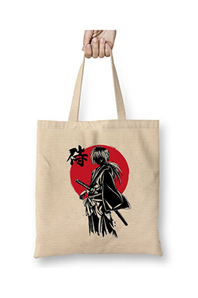 Toyaso Rurouni Kenshin Kenshin Himura White Cloth Bag Long Handle Shopping Bag Beach Bag