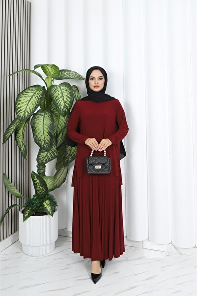 NİSUM MODA Pleated Skirt Sandy Set