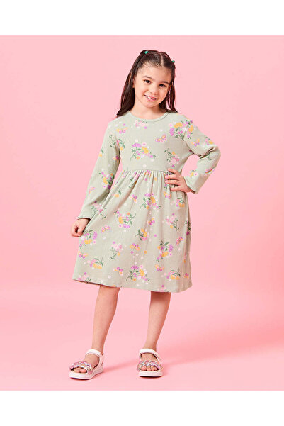 REDTAG Girls Green And White Printed Dress Set (Pack of 2)