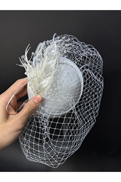 Limelia Pălărie elegantă pentru mireasă, cu flori din șifon, cu detaliu de pe...