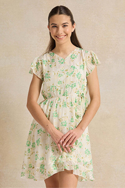 REDTAG Senior Girls White Chiffon Dress