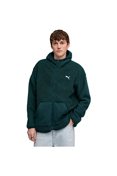Puma Hood Ess Elevated Relaxed Winterized Full-zip, Green, Men