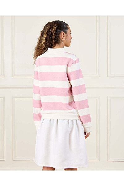 REDTAG Senior Girls White And Pink Stripe Twofer Dress
