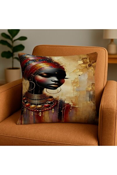 MİNOZA غطاء وسادة رقمي بصورة امرأة أفريقية مطبوع مقاس 43×43 سم (غطاء وسادة ام...