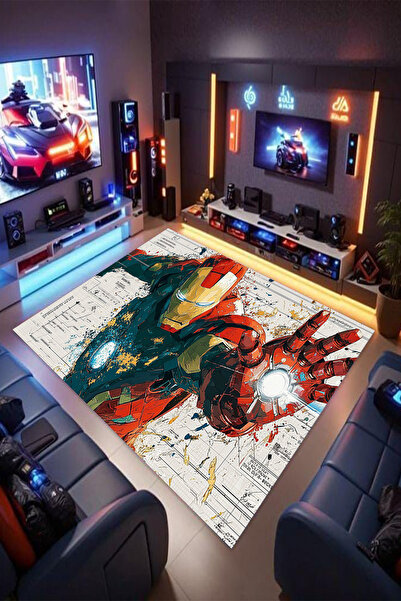 Reyhani İRON MAN-2 DESENLİ Kaymaz Taban Makinede Yıkanabilir Gaming Oyuncu Ga...