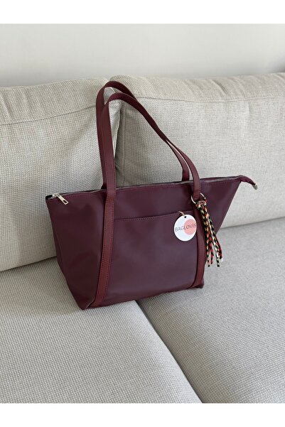 BAGLOVİS Charm Askili Large Burgundy Women's Shoulder Bag En45 Boy30