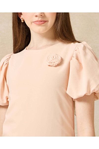 REDTAG Senior Girls Peach Embellished Dress