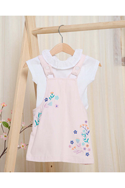 REDTAG Infant Girls Pink Dress With Knit T-Shirt