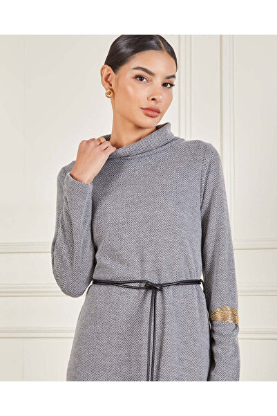 REDTAG Women Grey Jacquard Maxi Dress