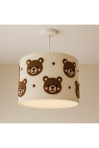 SefDen Lazer Kesim Atölyesi Ayıcık Temalı Bebek ve Çocuk Odası Avizesi – Özel Tasarım, El Yapımı, Yumuşak Işıklı Silindir Model