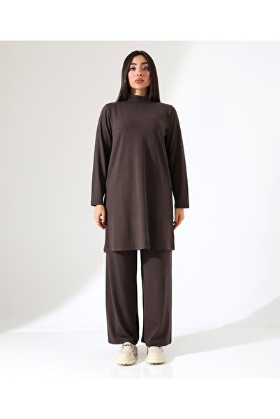 Fi'l Arz Fashion Women's High-Necked Wool Viscose Long Tunic