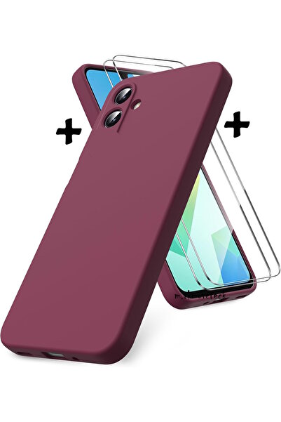 m.tk moveteck Samsung Galaxy A07 Kılıf Kamera Korumalı Yumuşak Renkli Silikon + 9H Ekran Koruyucu Cam 2in1 Set