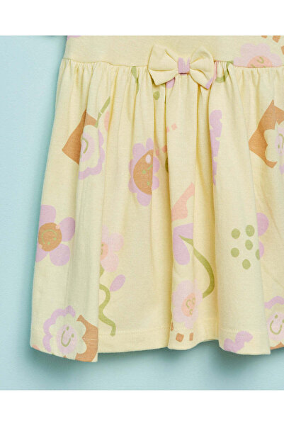 REDTAG Infant Girls Yellow Floral Print Dress