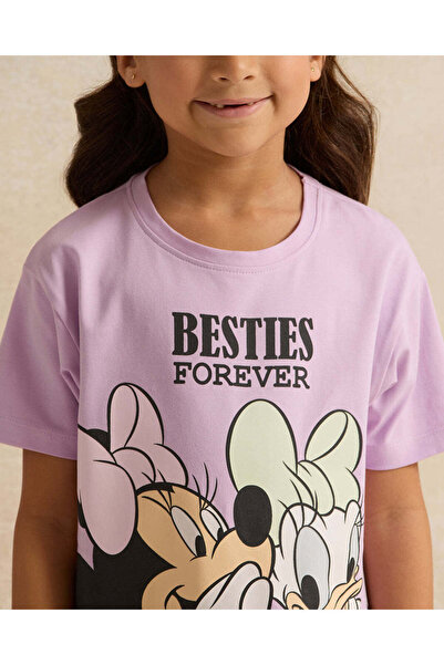 REDTAG Girls Purple Minnie Mouse & Daisy Duck Print Dress