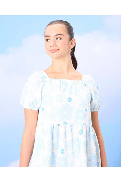 REDTAG Senior Girls Pink And White Floral Print Tiered Dress