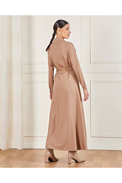REDTAG Women Beige Belted Maxi Dress