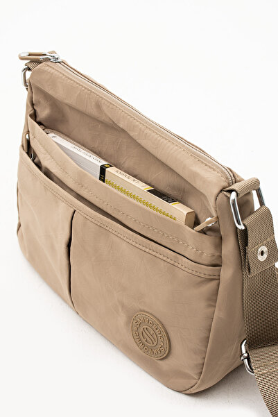 Sanmorris ÖZER-4009-Kadın Suya Dayanıklı Krinkıl Kumaş 5 Gözlü Açık Gri Renkl...