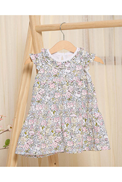 REDTAG Infant Girls White Floral Dress