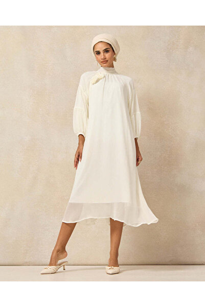 REDTAG Women Ivory Chiffon Embellished Dress