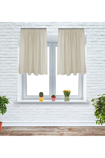 OEM Set of 2 kitchen curtains, 2x140x115 cm, with drapery, splashed texture, beige