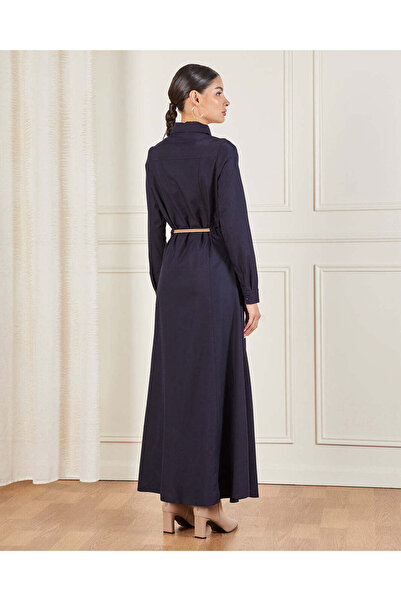 REDTAG Women Navy Belted Maxi Dress